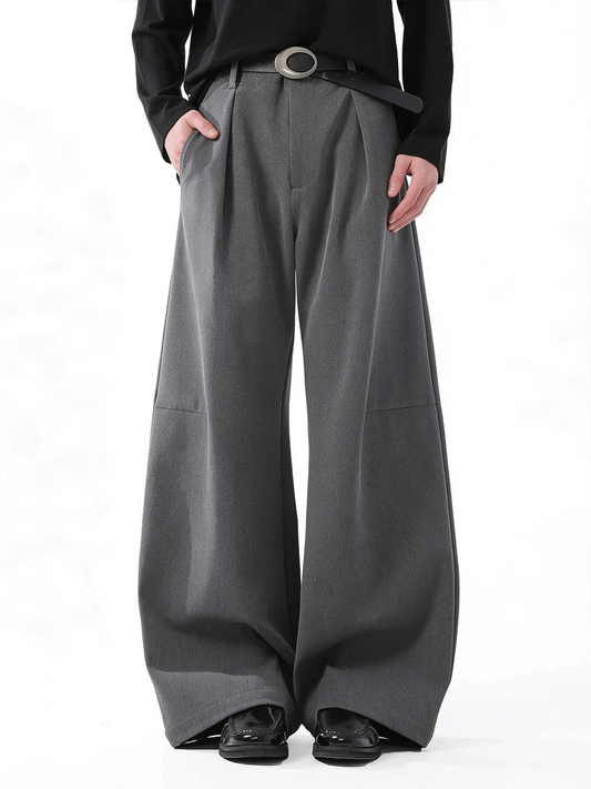 Draped Wide-Leg Suit Trousers