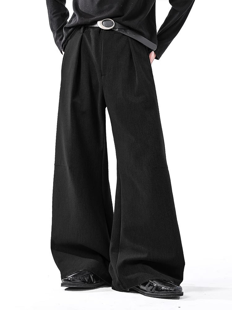 Draped Wide-Leg Suit Trousers
