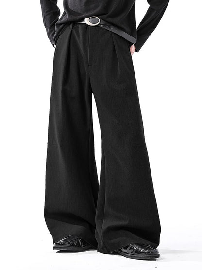 Draped Wide-Leg Suit Trousers