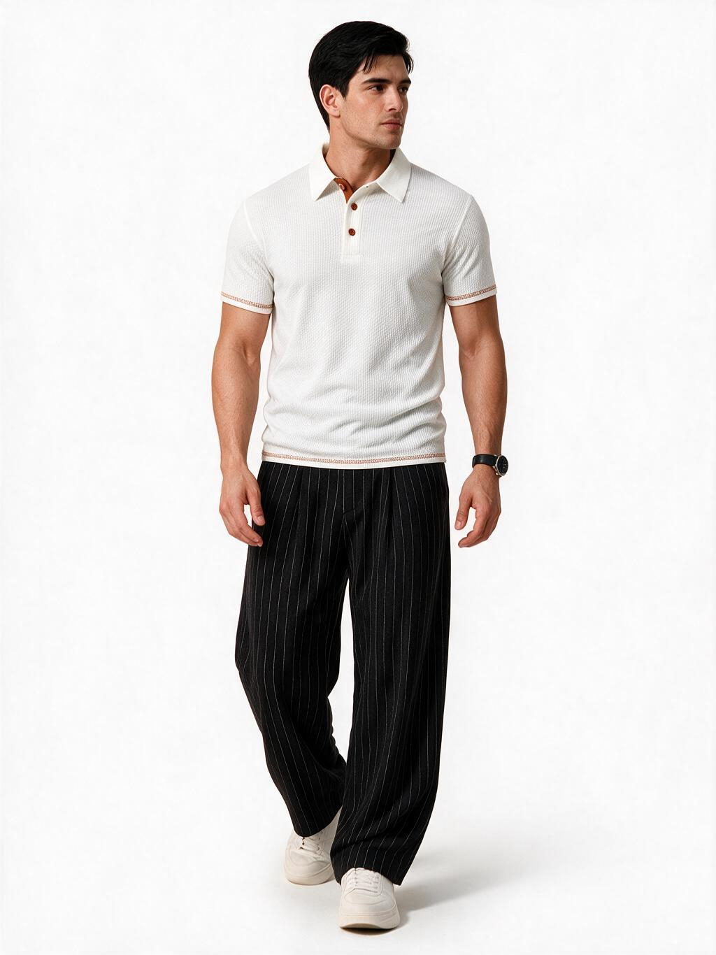 Mens Jacquard Ice Silk Polo Shirt