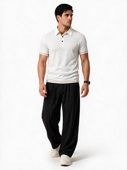 Mens Jacquard Ice Silk Polo Shirt