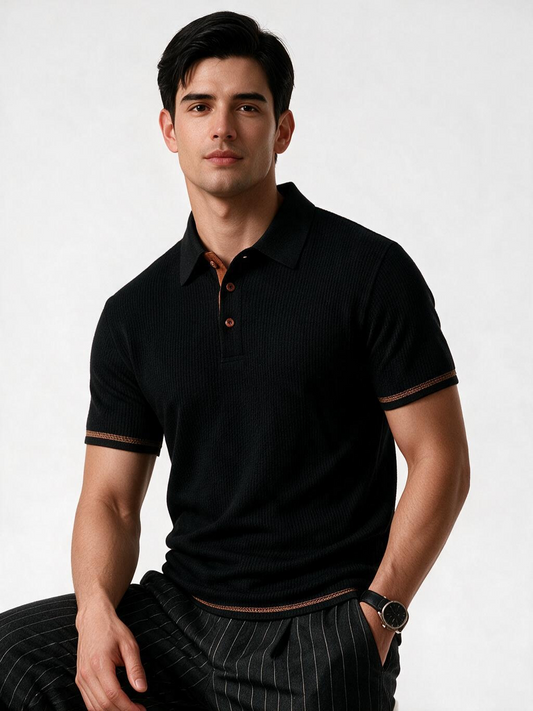 Mens Jacquard Ice Silk Polo Shirt