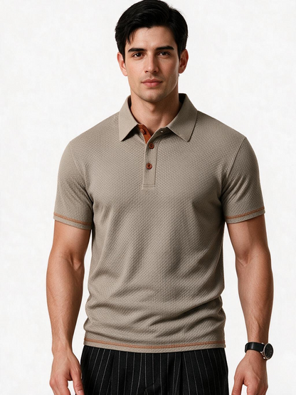 Mens Jacquard Ice Silk Polo Shirt