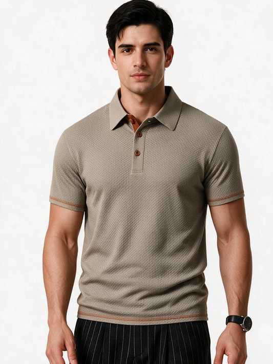 Mens Jacquard Ice Silk Polo Shirt