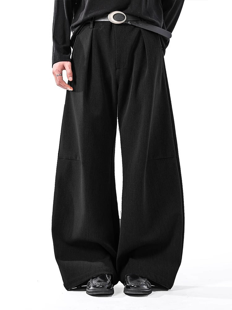 Draped Wide-Leg Suit Trousers