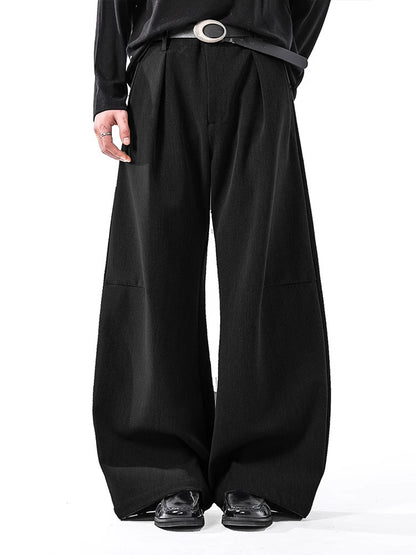 Draped Wide-Leg Suit Trousers
