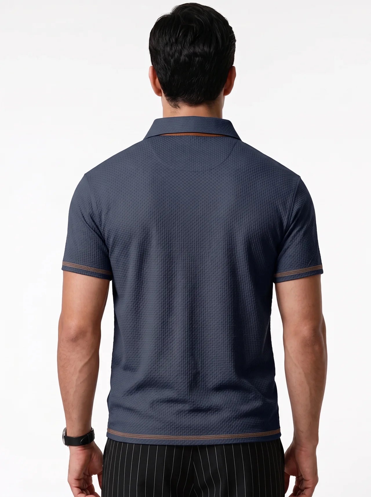 Mens Jacquard Ice Silk Polo Shirt