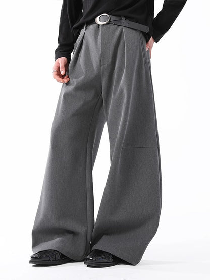 Draped Wide-Leg Suit Trousers