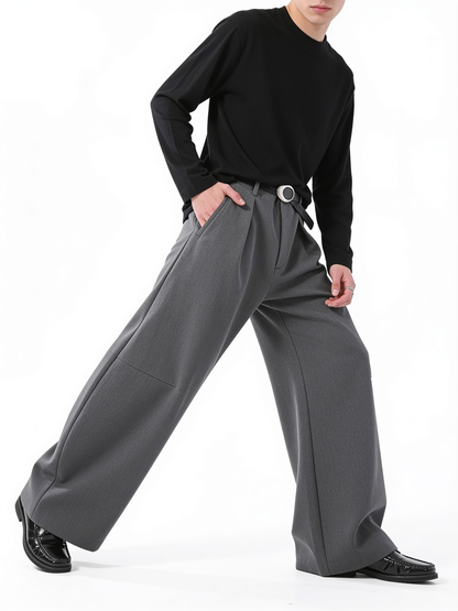 Draped Wide-Leg Suit Trousers