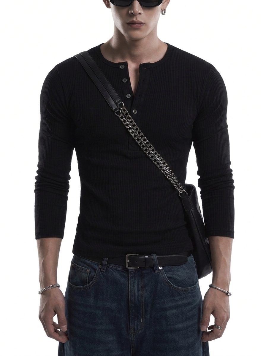 Henley Collar Slim Fit Shirt