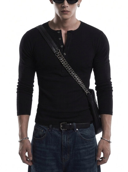 Henley Collar Slim Fit Shirt