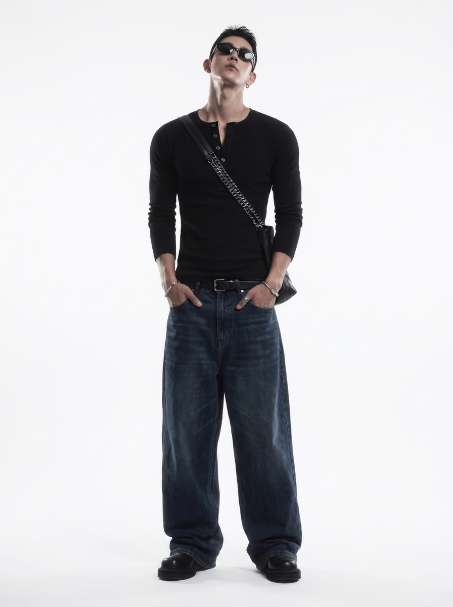 Henley Collar Slim Fit Shirt