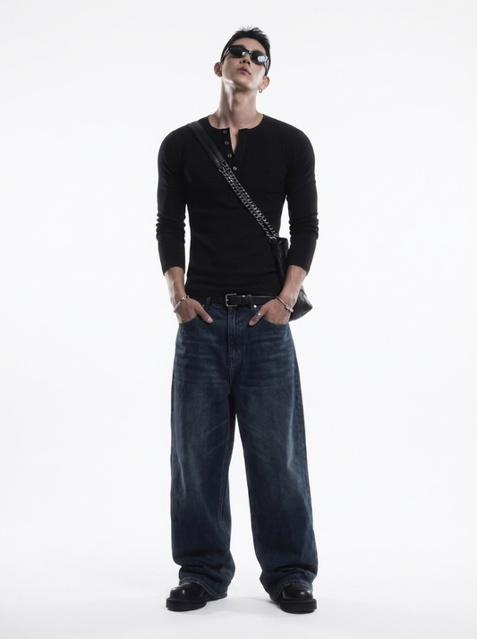 Henley Collar Slim Fit Shirt
