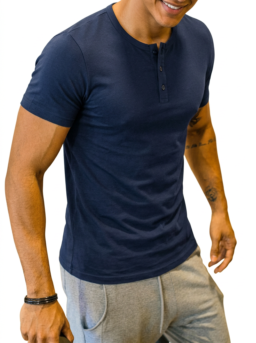 Mens Casual Slim Fit Round Neck Short Sleeve T-shirt