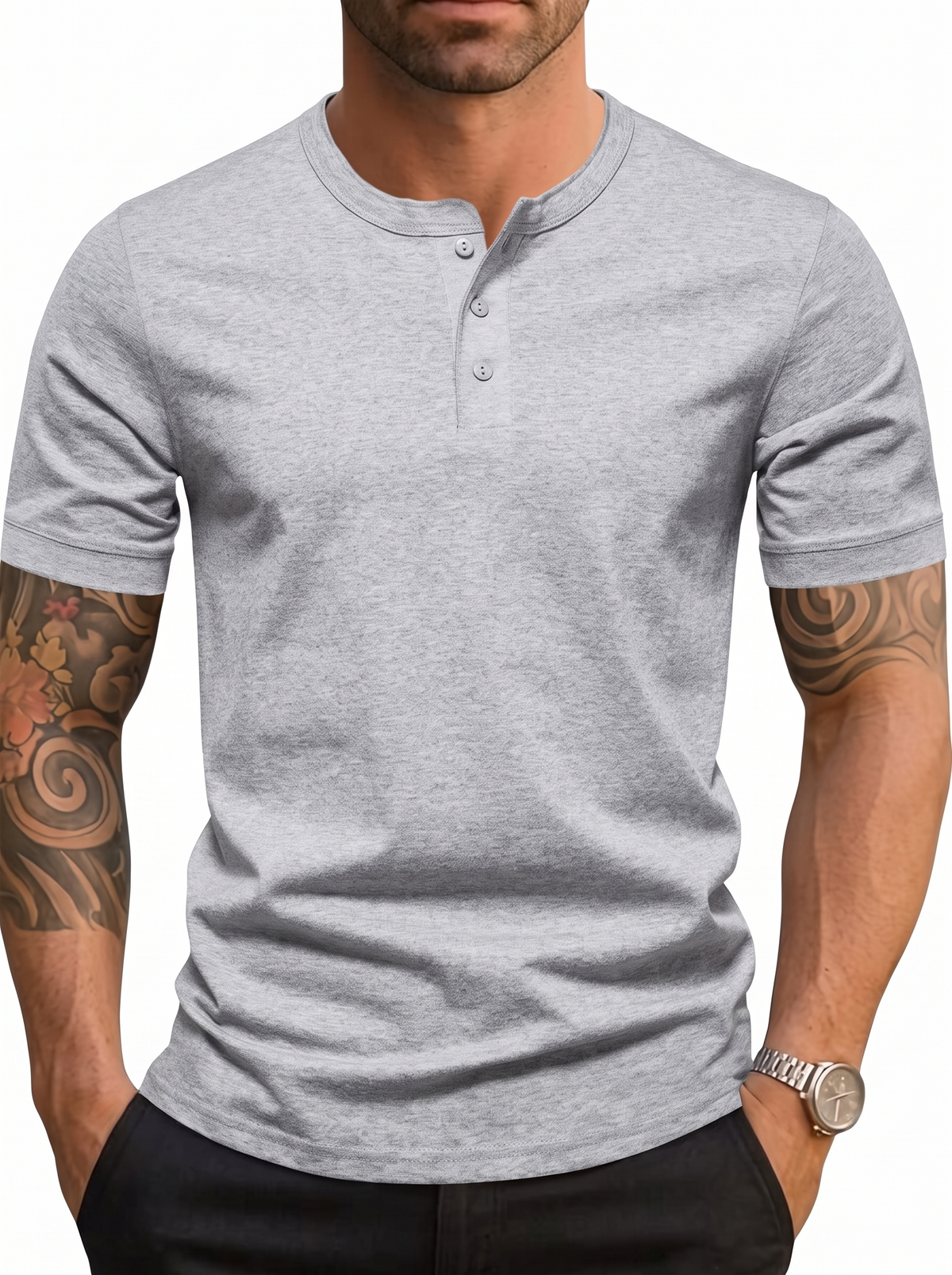 Mens Casual Slim Fit Round Neck Short Sleeve T-shirt