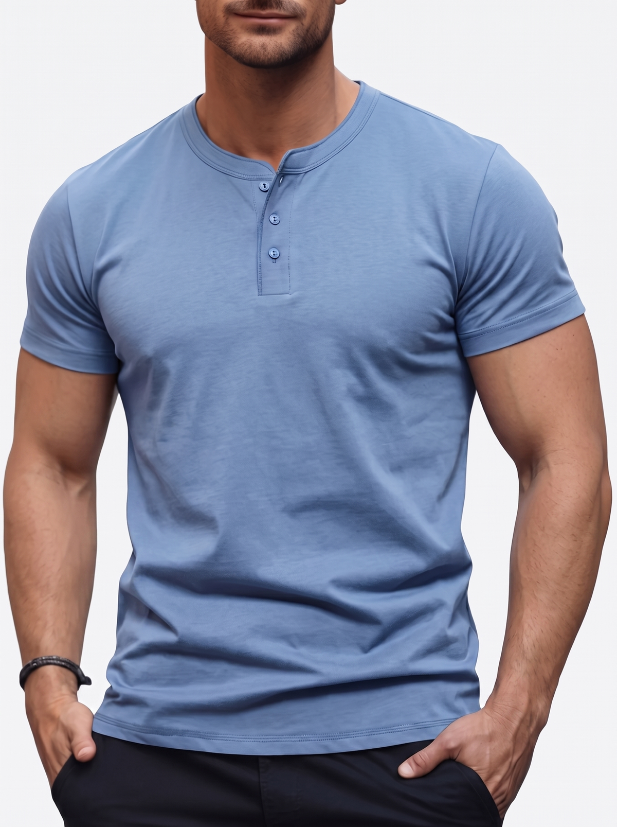 Mens Casual Slim Fit Round Neck Short Sleeve T-shirt