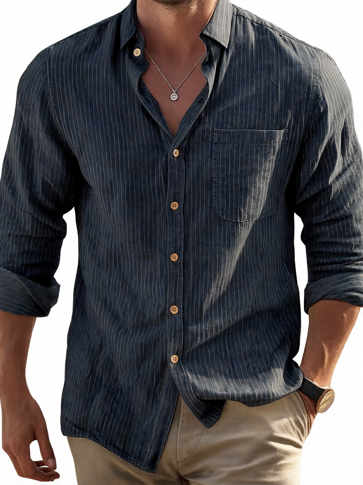 Mens Striped Cotton Shirt