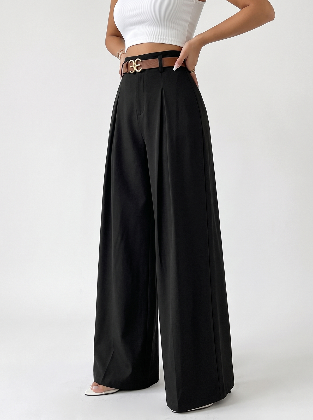 Womens High Waist Wide Leg Pants