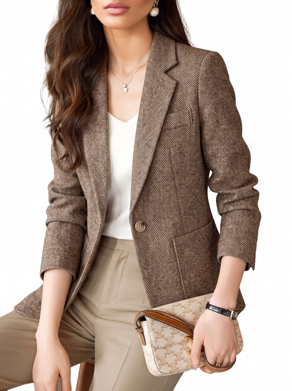Long Sleeve Womens Blazer with Waist Cinching