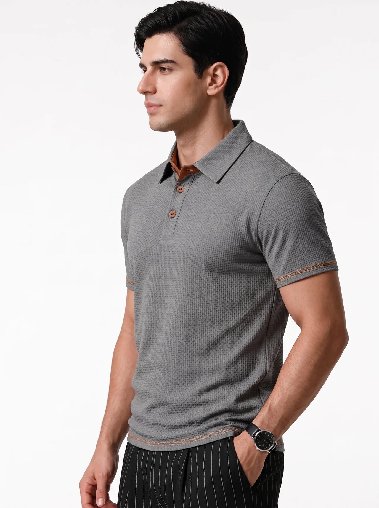 Mens Jacquard Ice Silk Polo Shirt