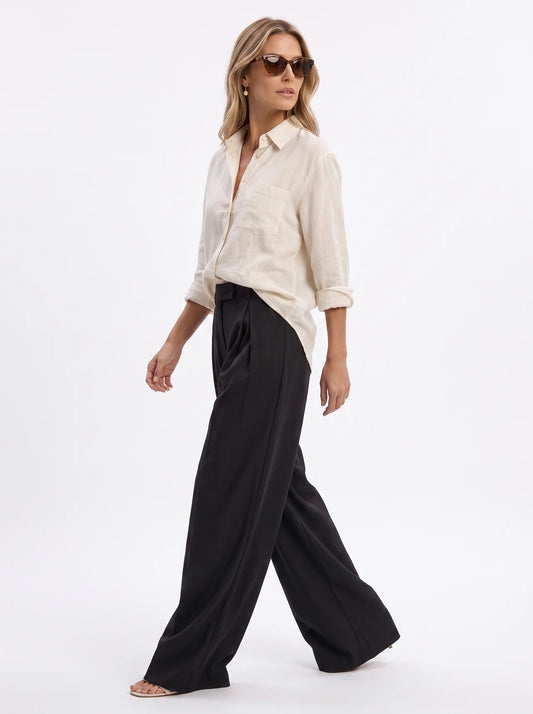 Women's Linen Polo Collar Shirt